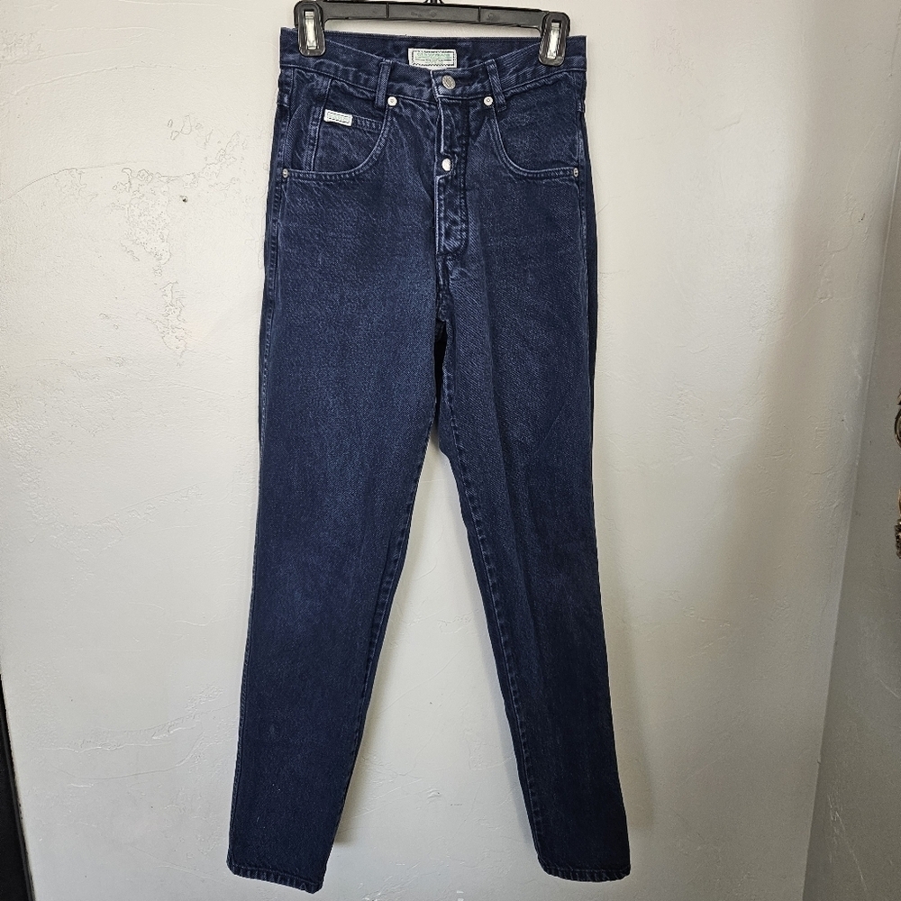 Guess Vintage Women's 29 Navy Dark Blue Denim Jeans Straight Leg High Rise 90s